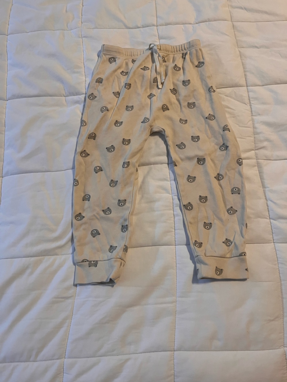 Quincy Mae Beige Bear Print Joggers